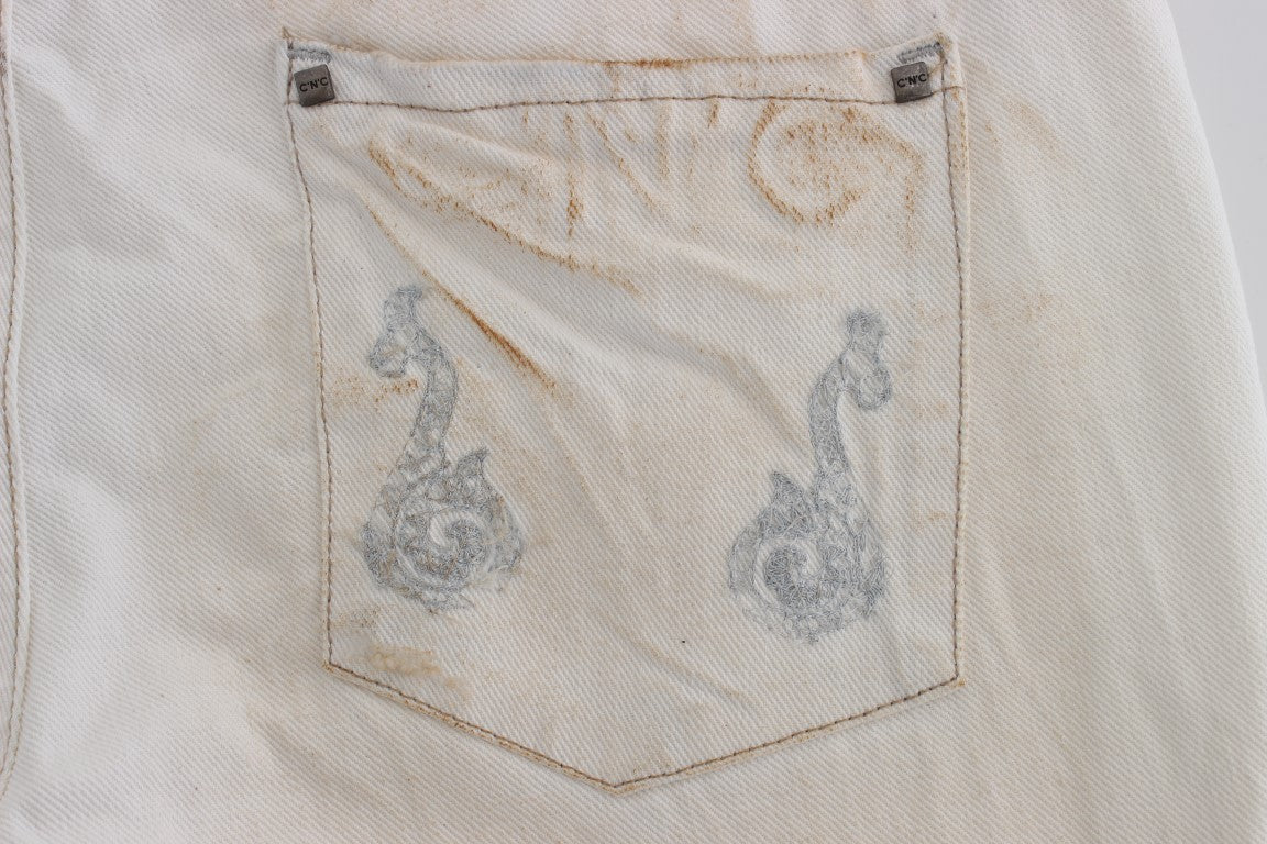 Jean Costume National blanc en coton (coupe ajustée)