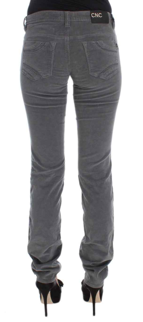 Costume National Gray Cotton Super Slim Corduroys Jeans