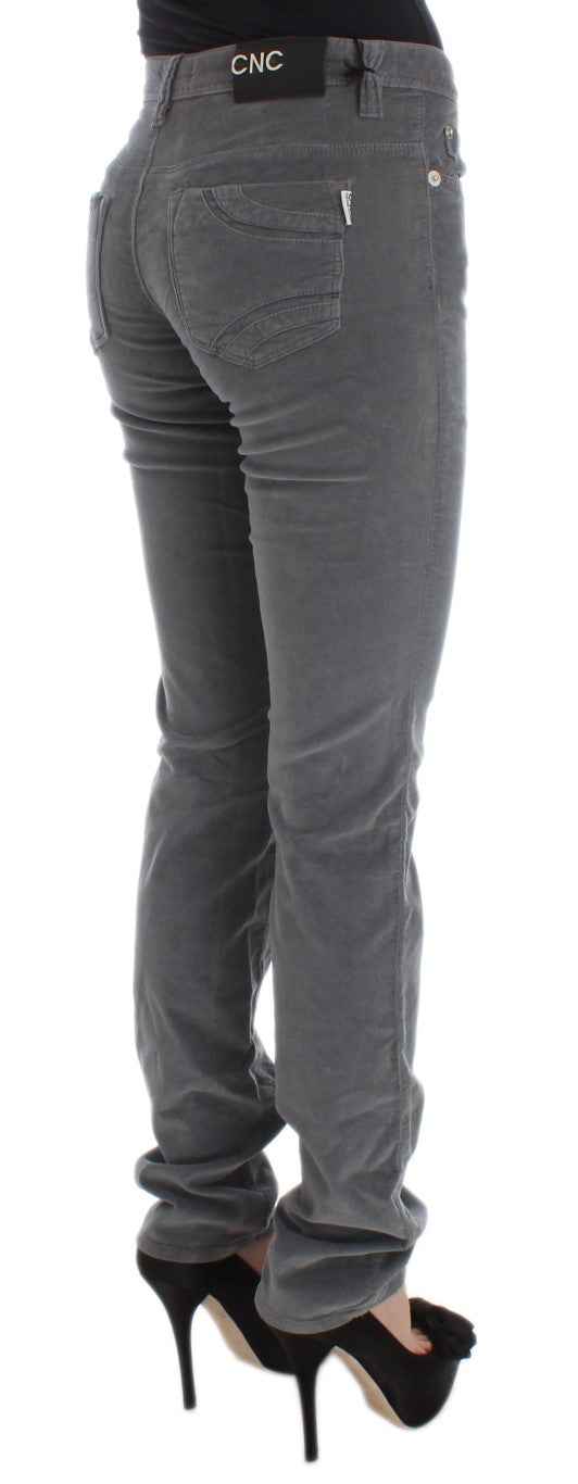 Costume National Gray Cotton Super Slim Corduroys Jeans