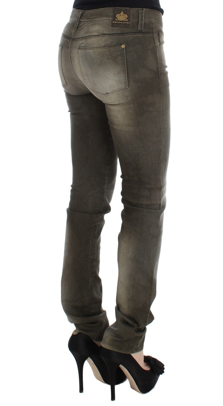 Jean coupe slim Ermanno Scervino gris en mélange de coton