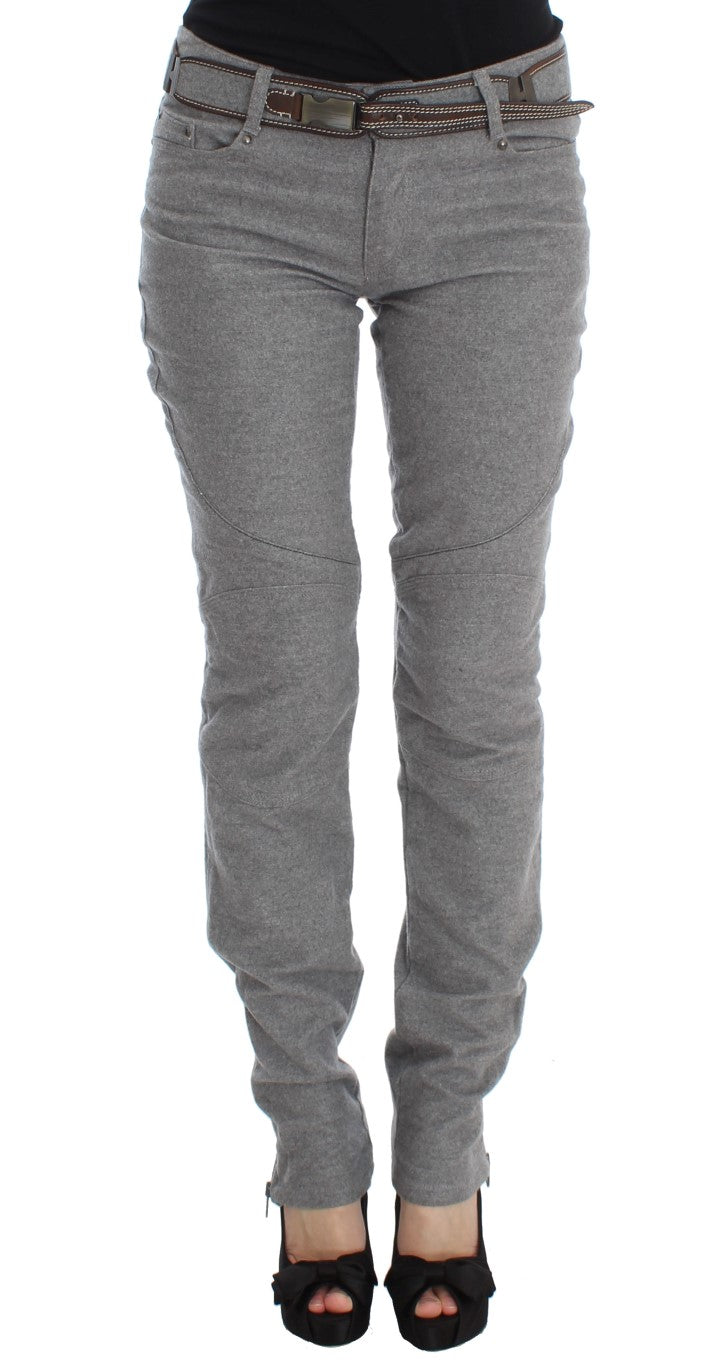 Pantalon Ermanno Scervino gris en coton (coupe ajustée, casual chic)