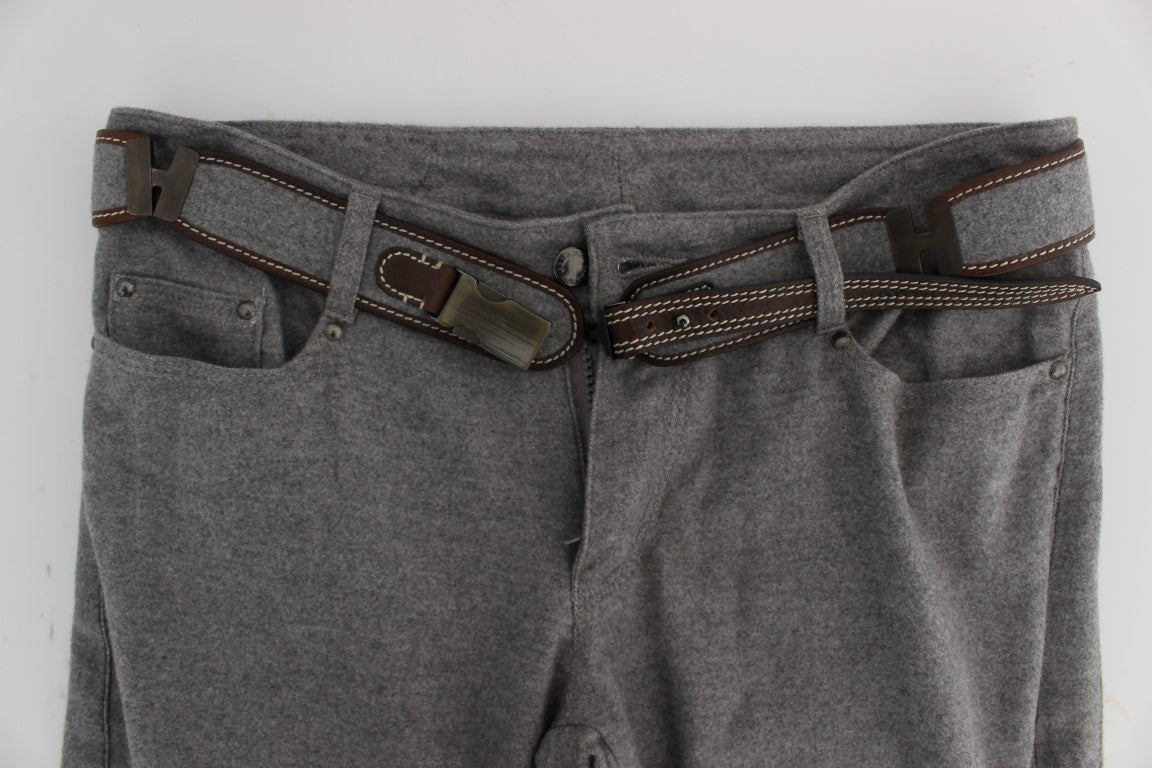 Pantalon Ermanno Scervino gris en coton (coupe ajustée, casual chic)