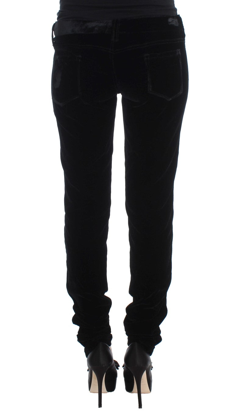 Pantalon Ermanno Scervino noir en velours (coupe ajustée)