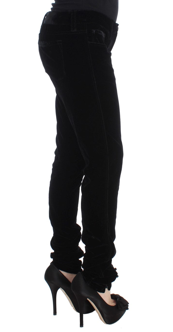 Pantalon Ermanno Scervino noir en velours (coupe ajustée)