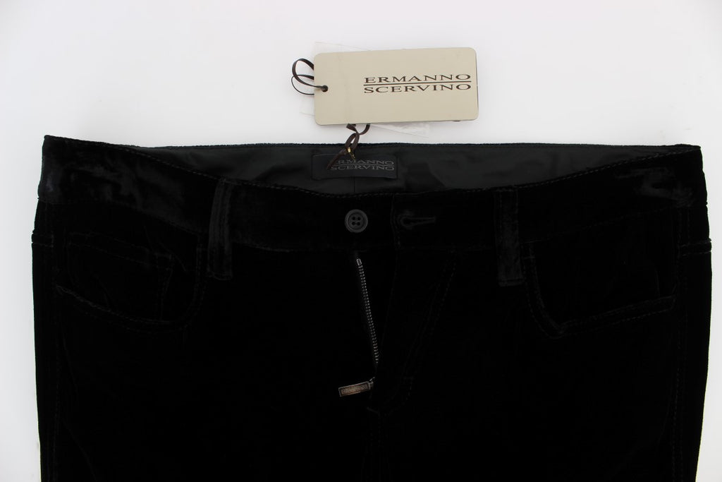 Pantalon Ermanno Scervino noir en velours (coupe ajustée)