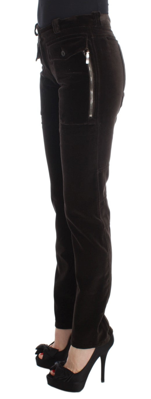 Pantalon Ermanno Scervino marron en coton (coupe ajustée)