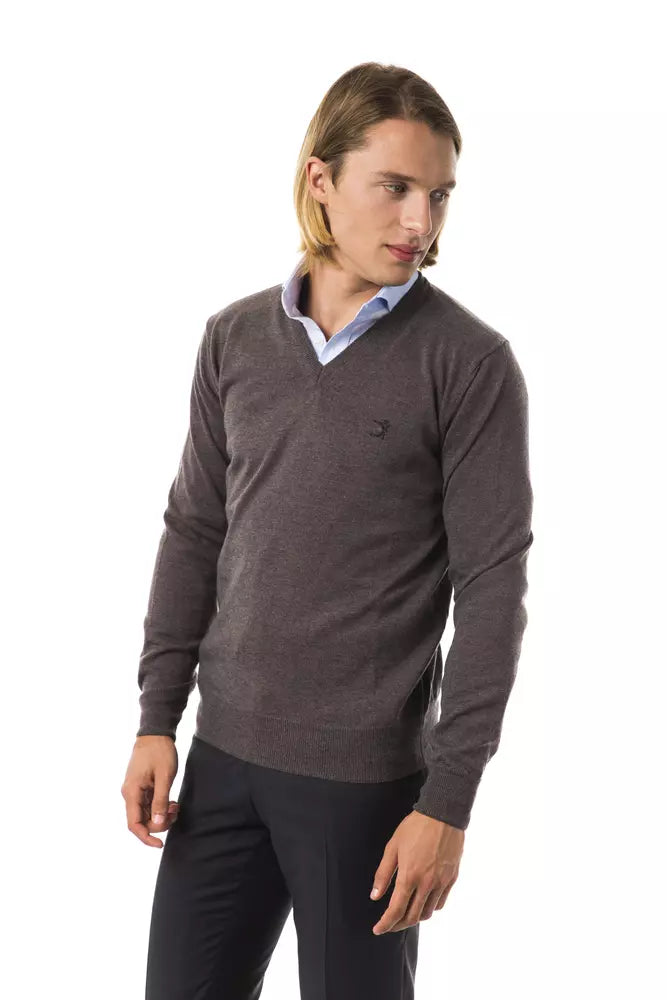 Pull en maille Uominitaliani gris en laine