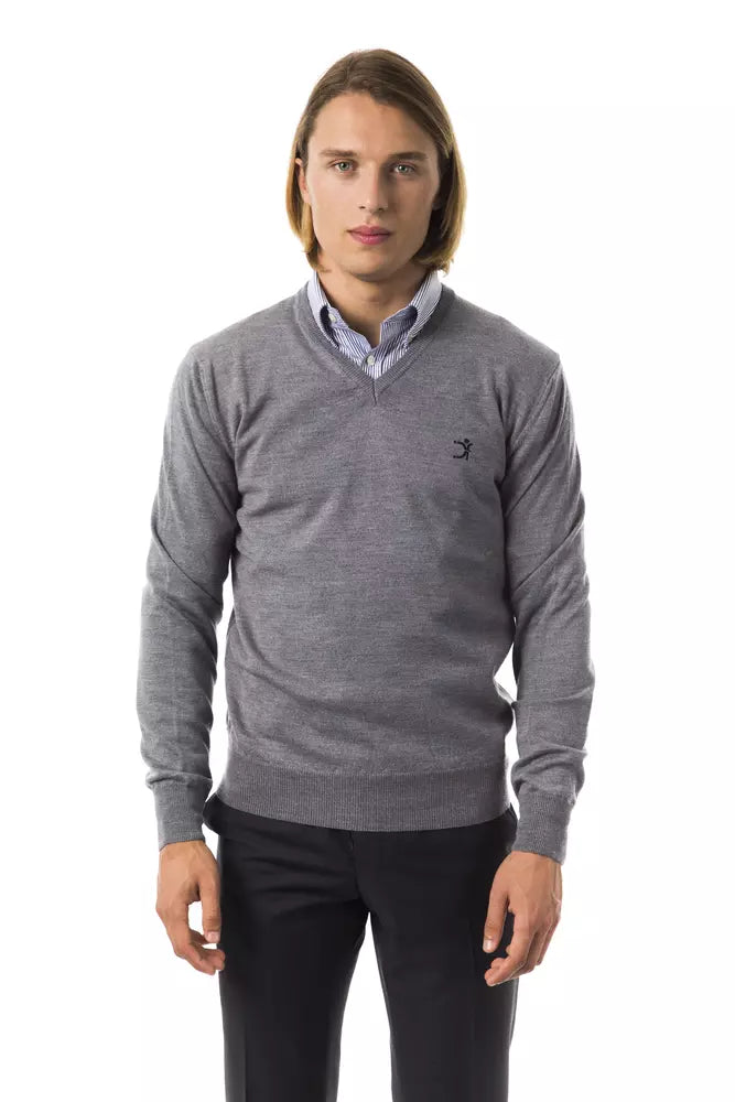 Pull en maille Uominitaliani gris en laine