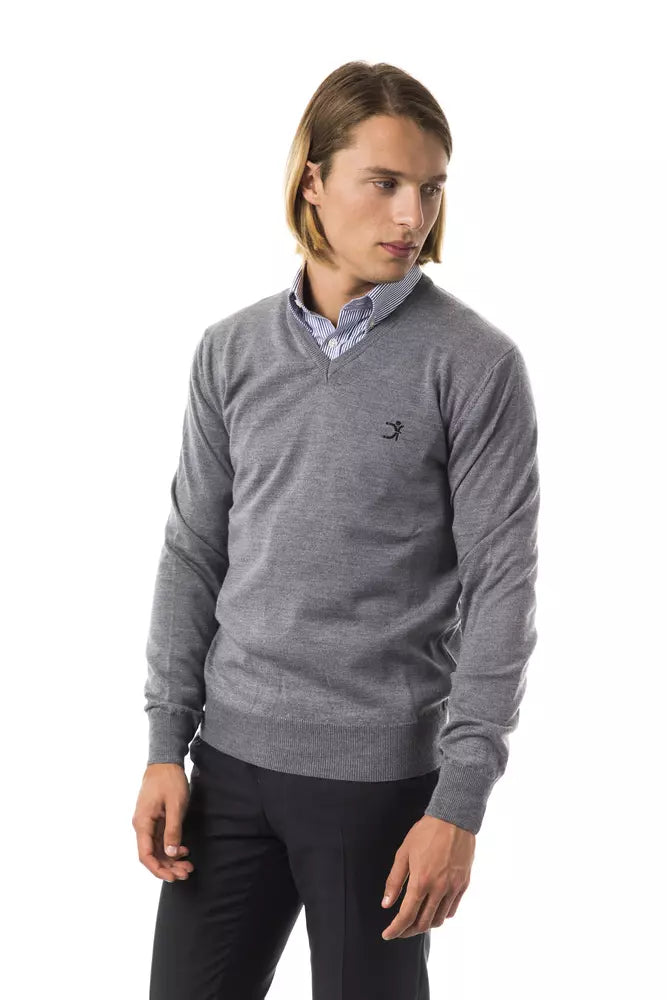 Pull en maille Uominitaliani gris en laine