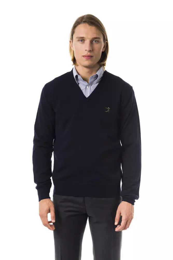 Pull en maille Uominitaliani bleu en laine