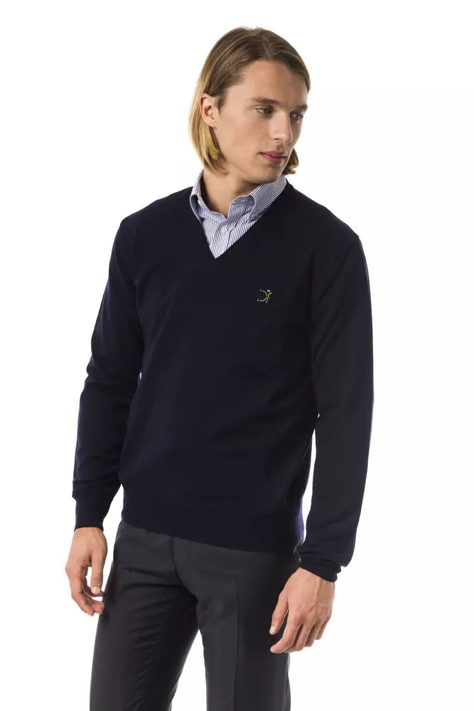 Pull en maille Uominitaliani bleu en laine