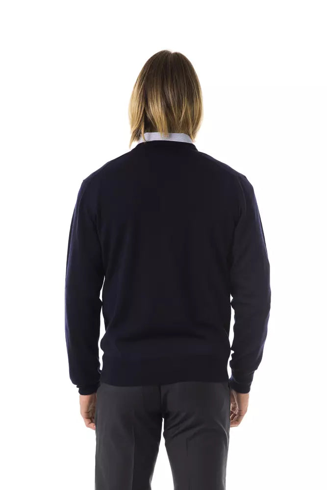 Pull en maille Uominitaliani bleu en laine