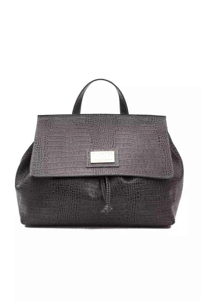 Pompei Donatella Gray Leather Women Shoulder Bag