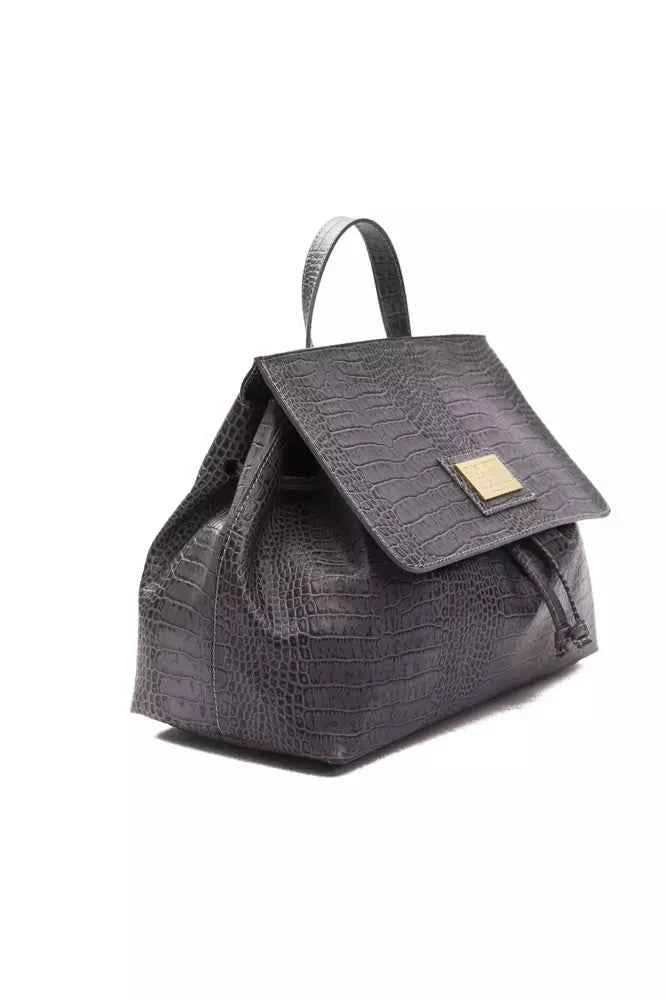 Pompei Donatella Gray Leather Women Shoulder Bag