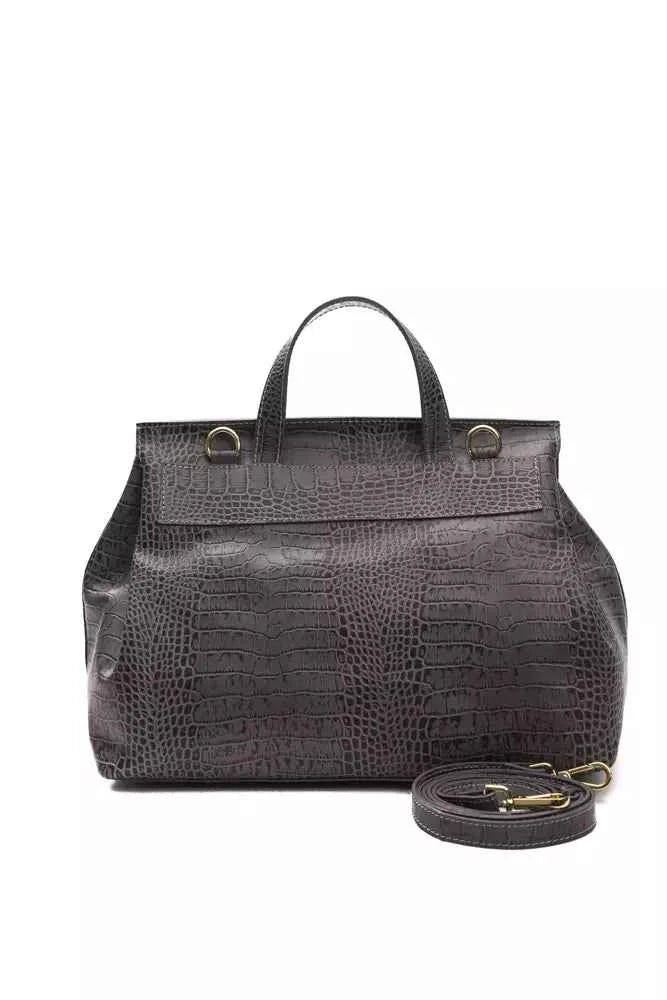Pompei Donatella Gray Leather Women Shoulder Bag
