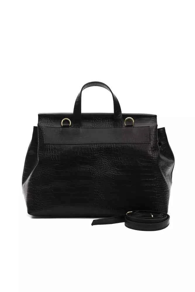 Pompei Donatella Black Leather Women Shoulder Bag