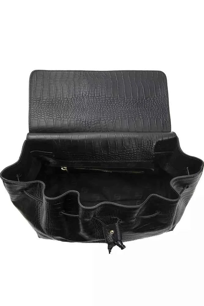 Pompei Donatella Black Leather Women Shoulder Bag