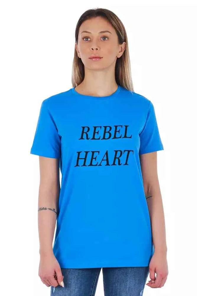 Frankie Morello Light Blue Cotton Women T-Shirt