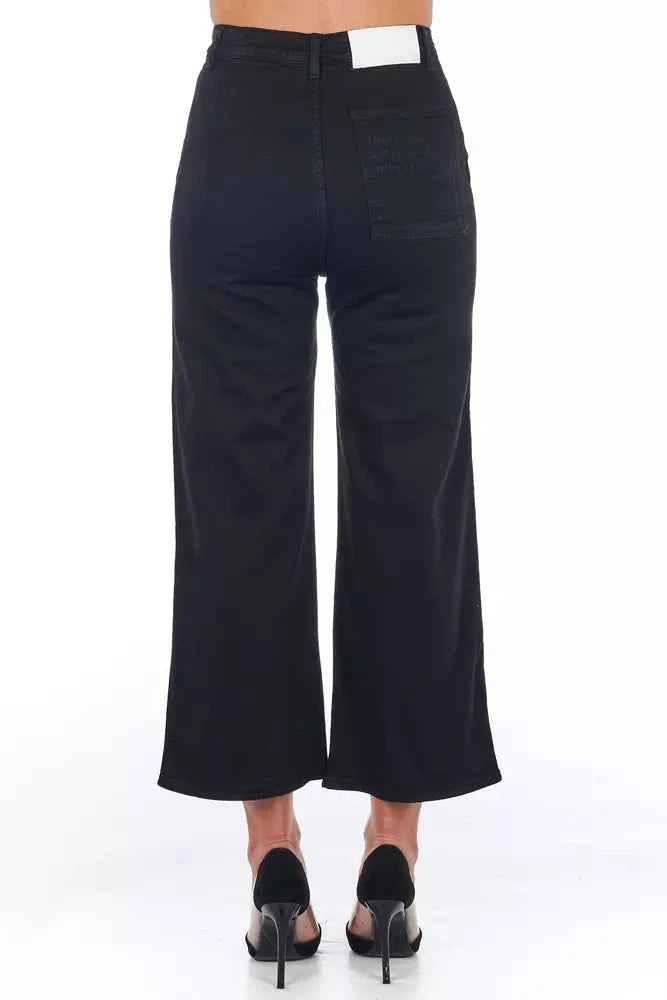Frankie Morello Black Cotton Women Cropped Trouser