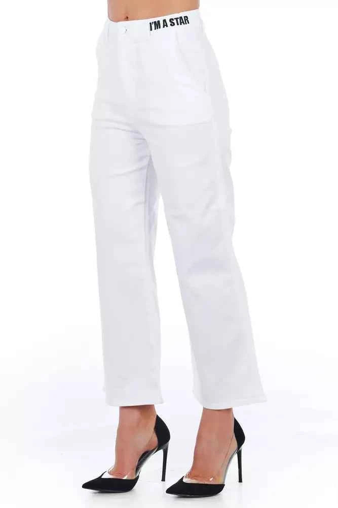 Frankie Morello White Cotton Women Cropped Trouser