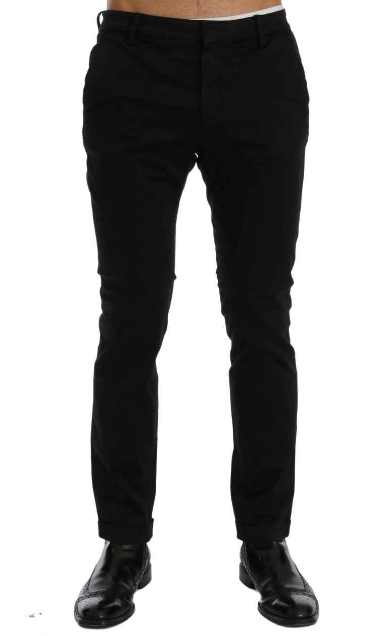 Costume National Black Slim Fit Cotton Stretch Pants