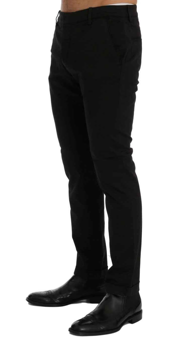 Costume National Black Slim Fit Cotton Stretch Pants