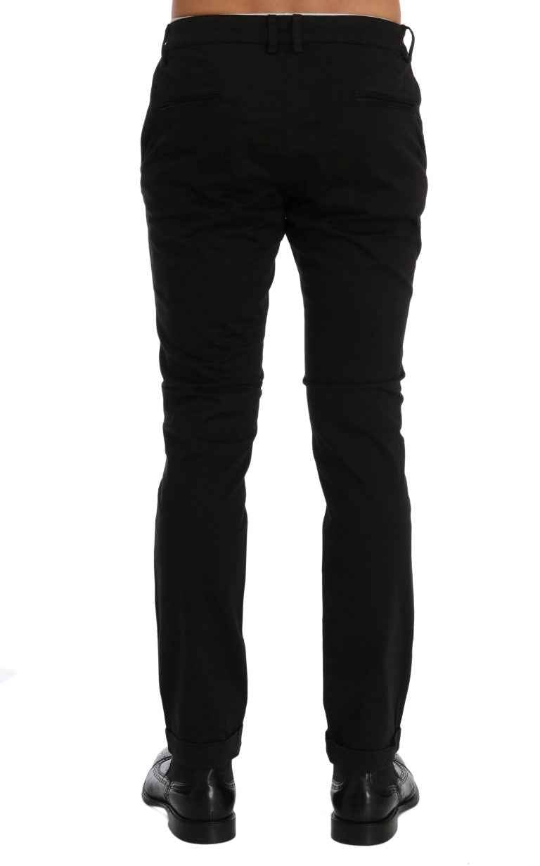 Costume National Black Slim Fit Cotton Stretch Pants