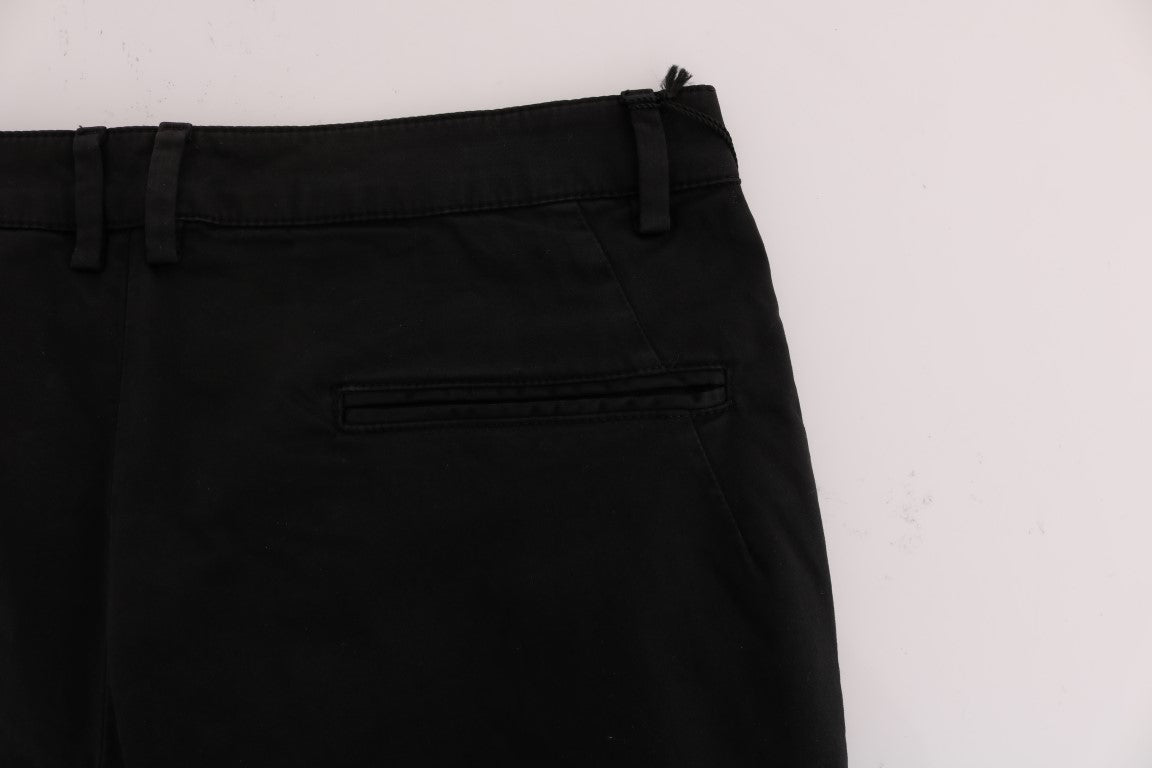 Pantalon Costume National noir en coton (coupe ajustée, stretch)