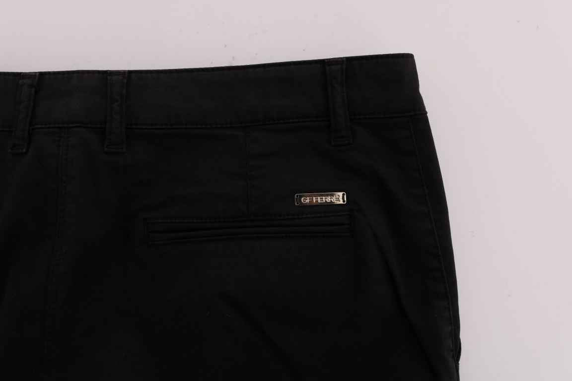 GF Ferre Black Cotton Stretch Chinos Pants