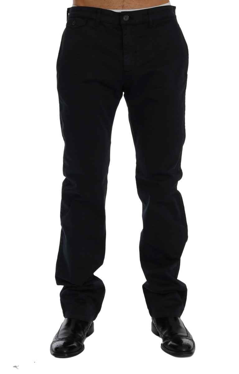 GF Ferre Blue Cotton Stretch Chinos Pants
