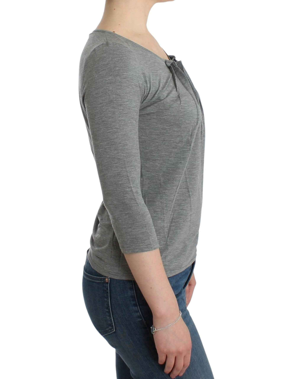 Cavalli Gray 3/4 sleeves jumper top