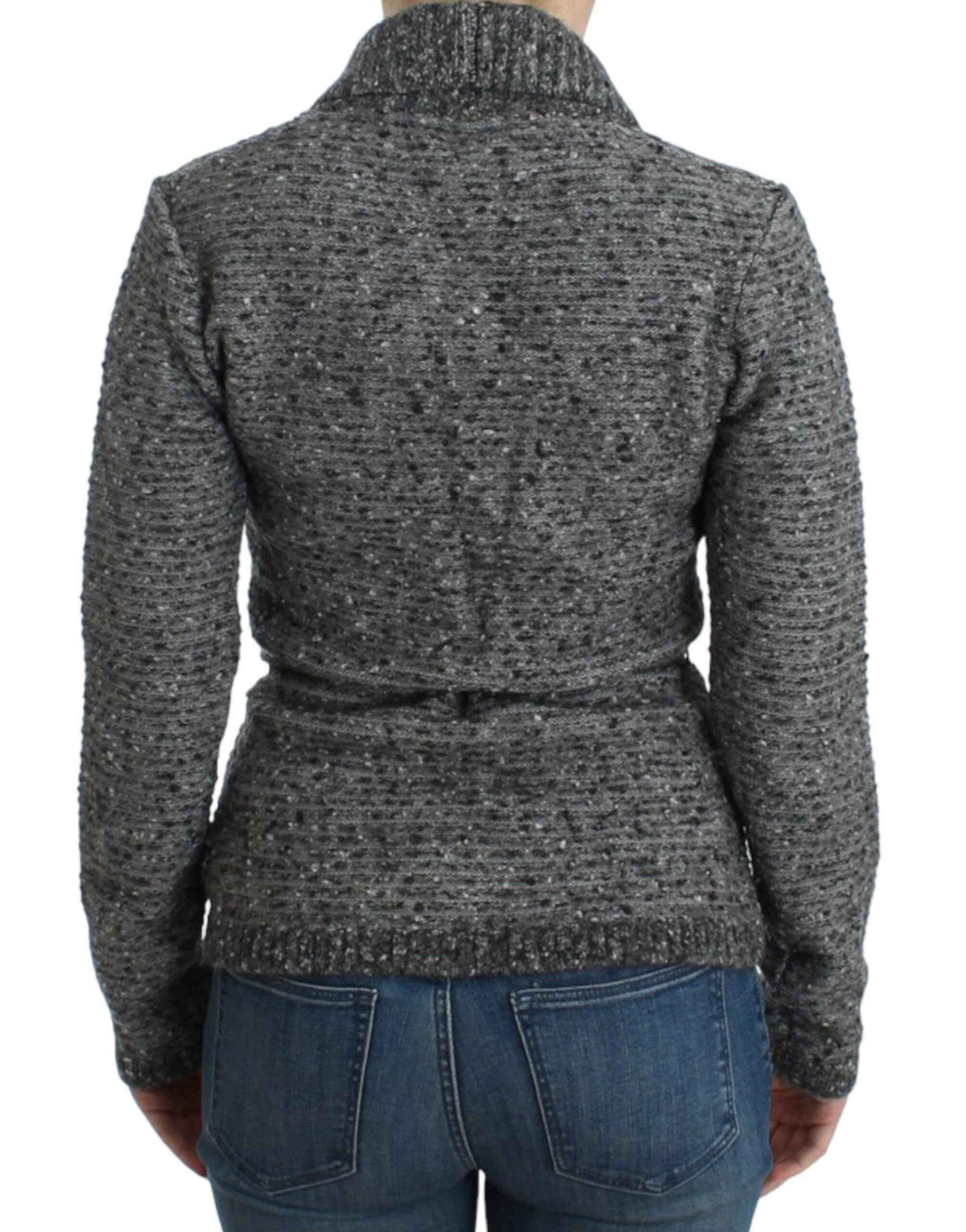 Cavalli Gray wool knitted cardigan