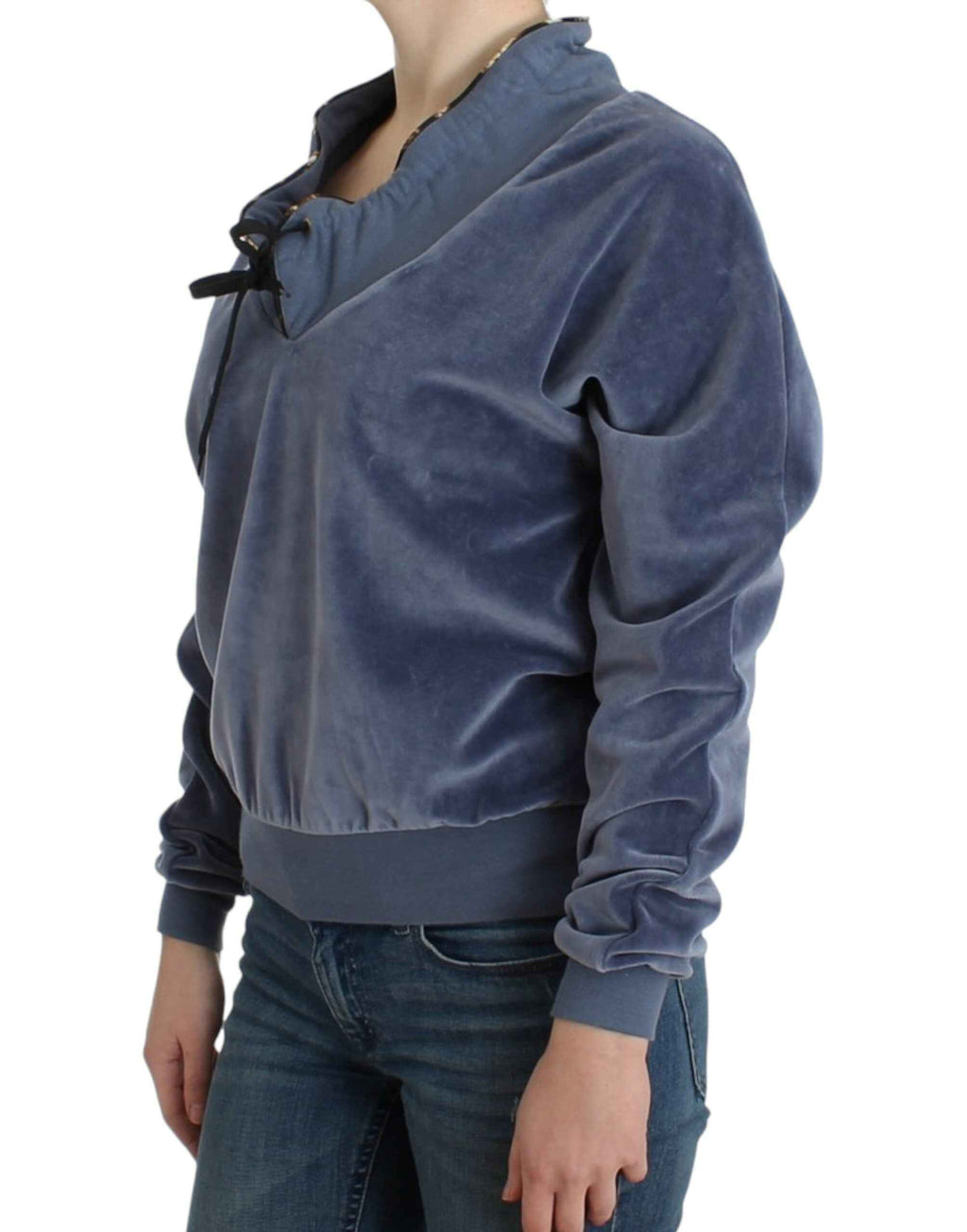 Cavalli Blue velvet cotton sweater