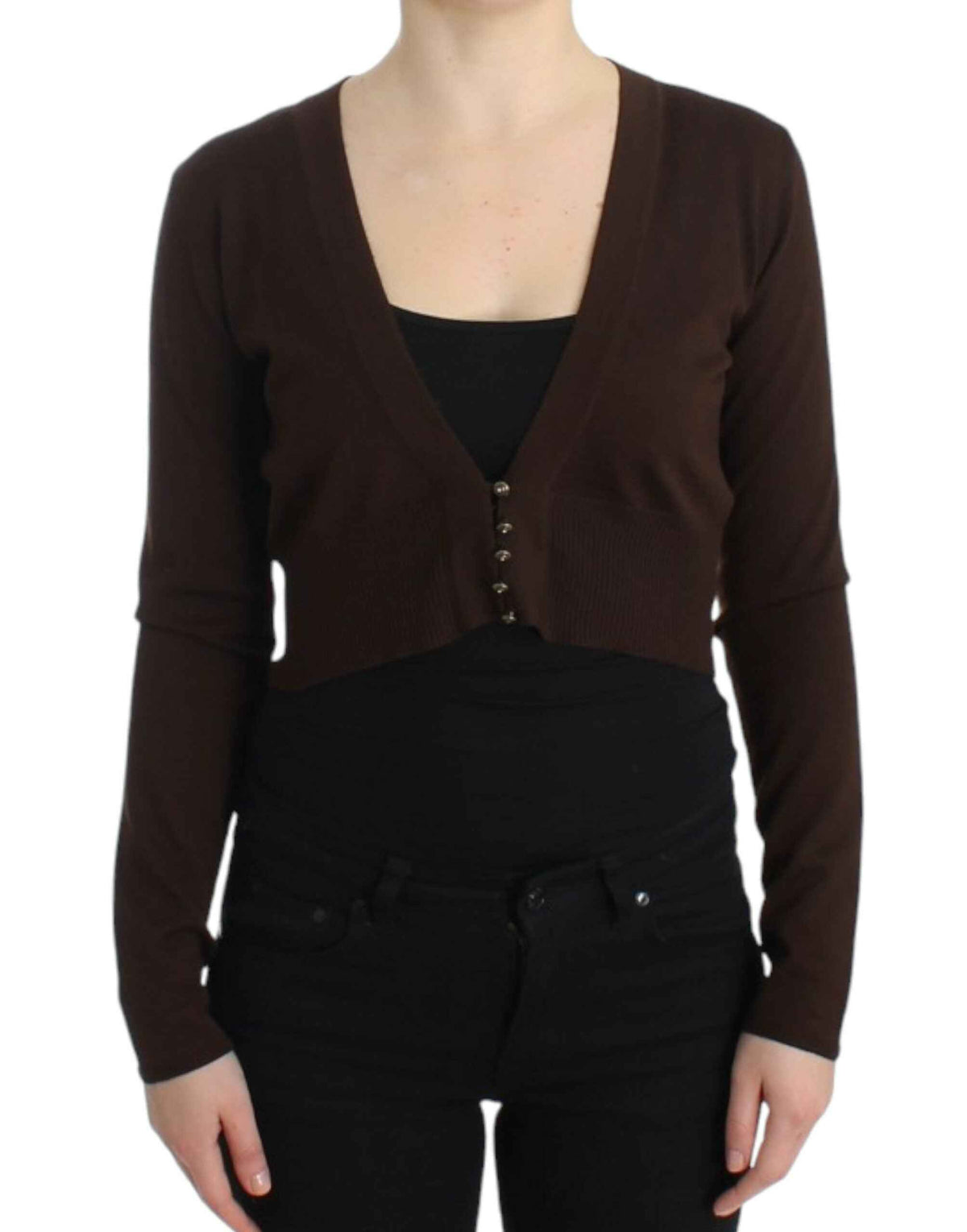 Cavalli Brown cropped wool cardigan