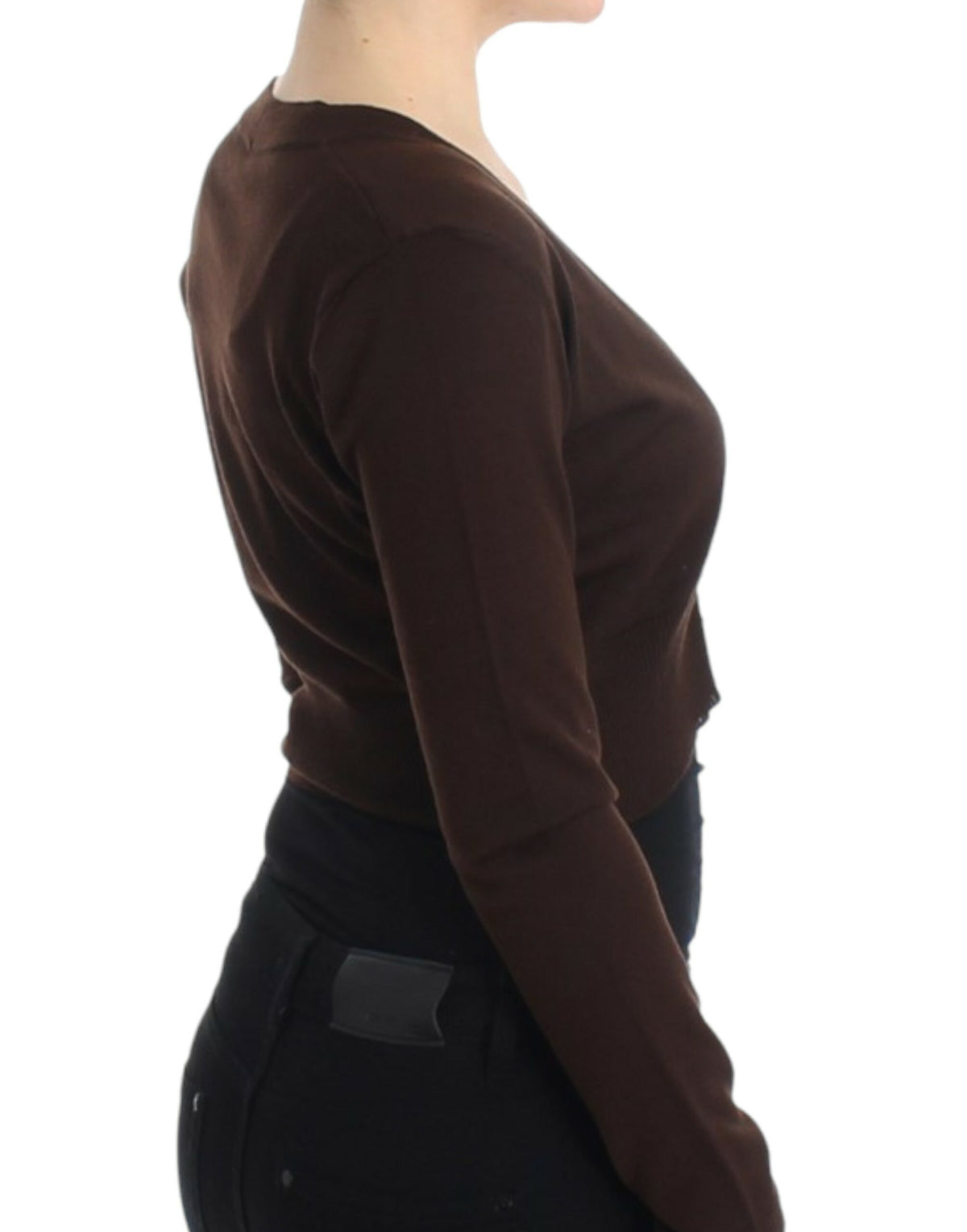 Gilet cardigan Cavalli marron en laine (court)