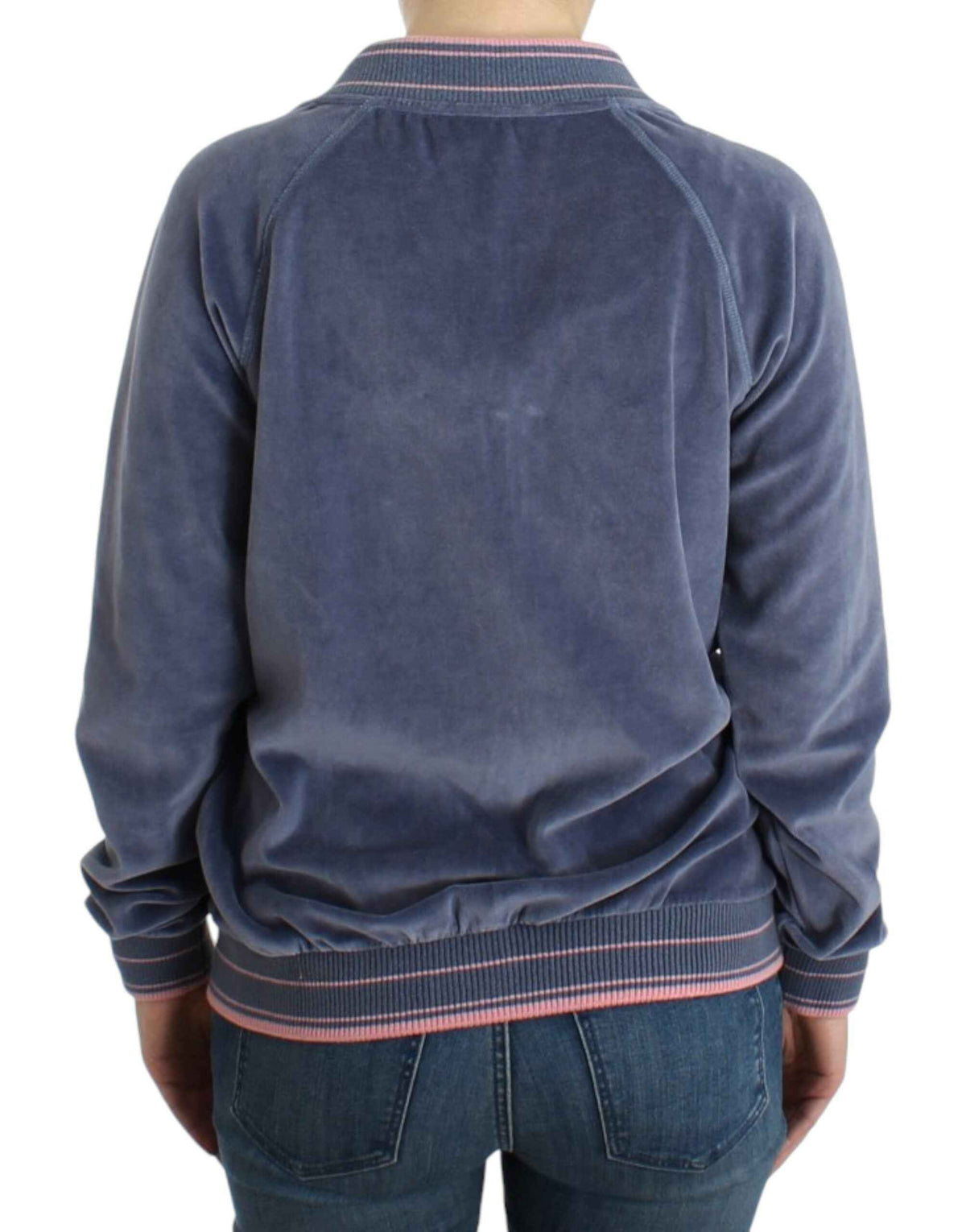Cavalli Blue velvet zipup sweater