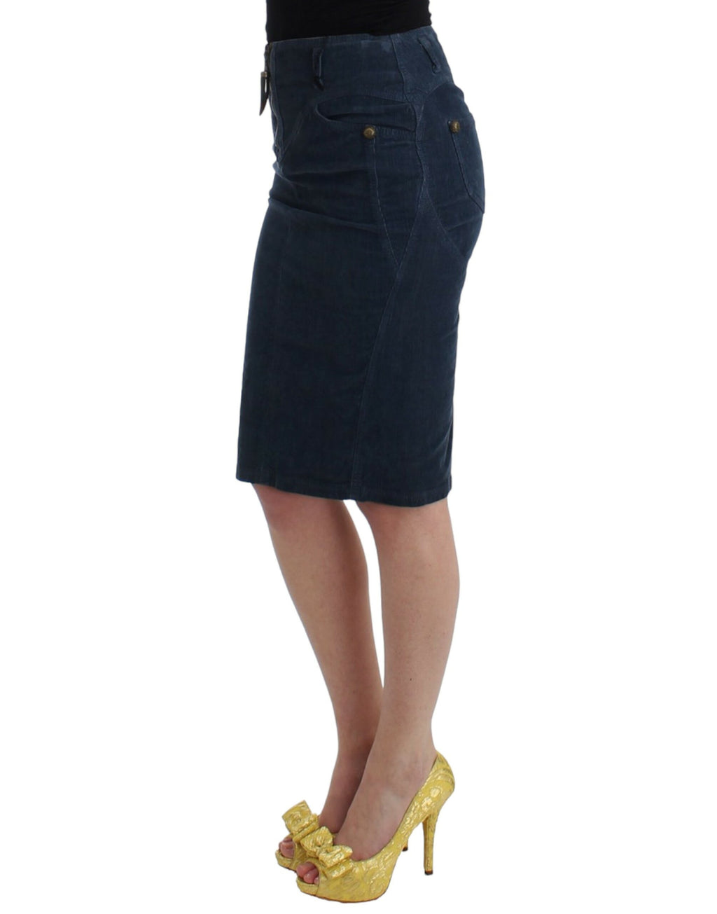 Jupe crayon Cavalli bleue (en velours côtelé)