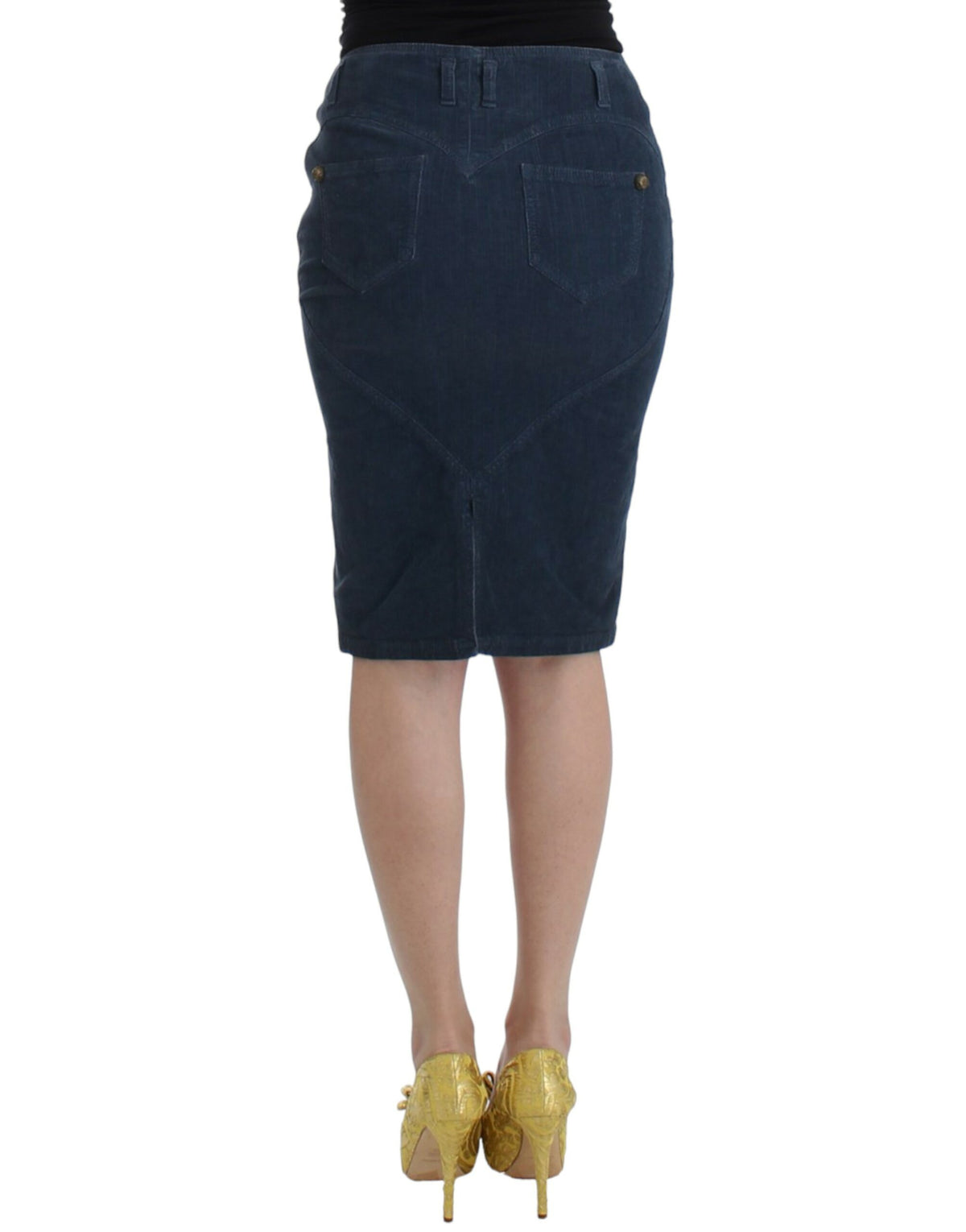 Jupe crayon Cavalli bleue (en velours côtelé)