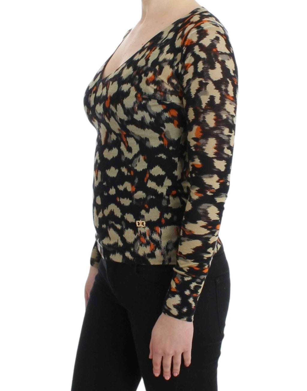 Cavalli Multicolor v-neck wool jumper