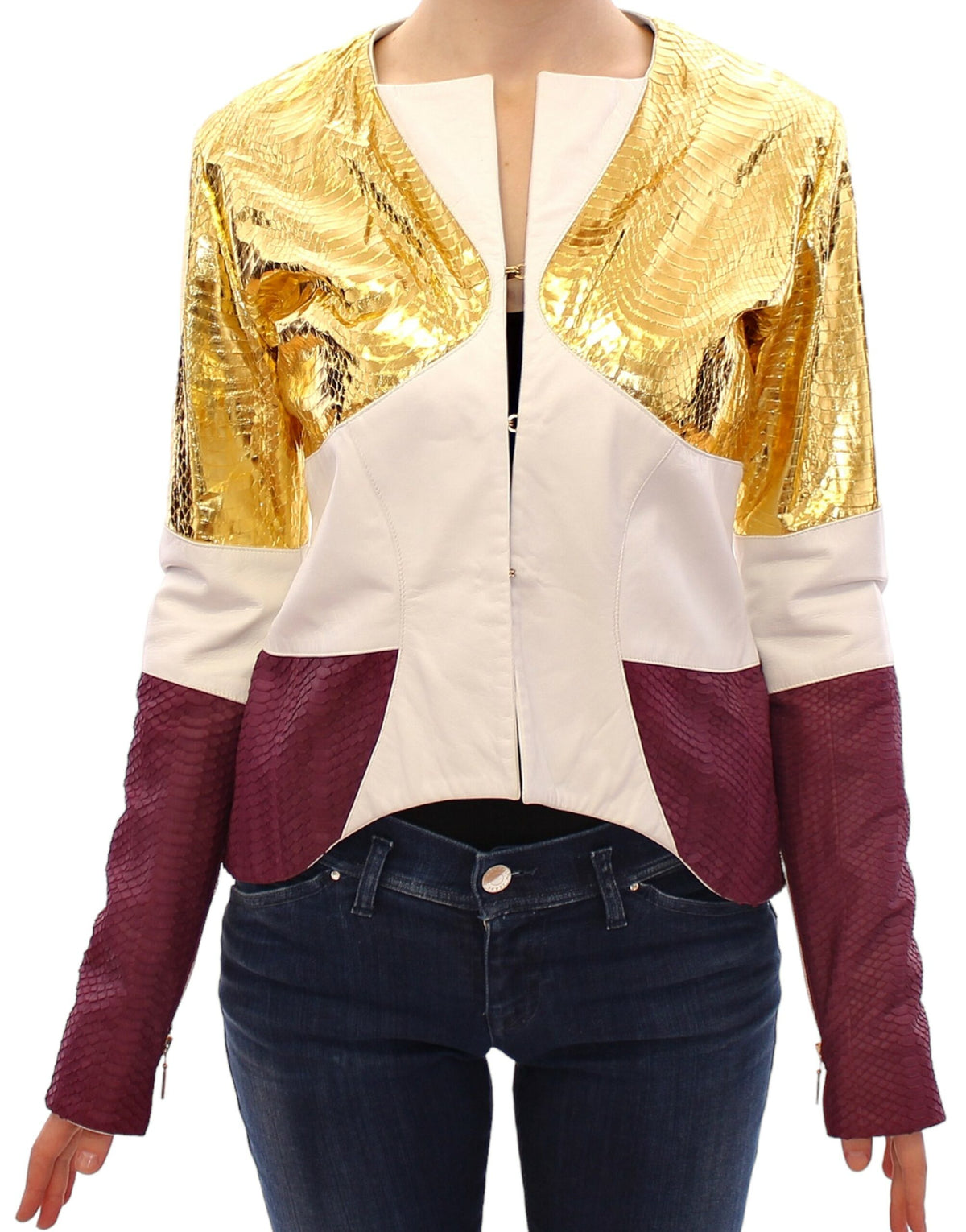 Veste en cuir Vladimiro Gioia blanche