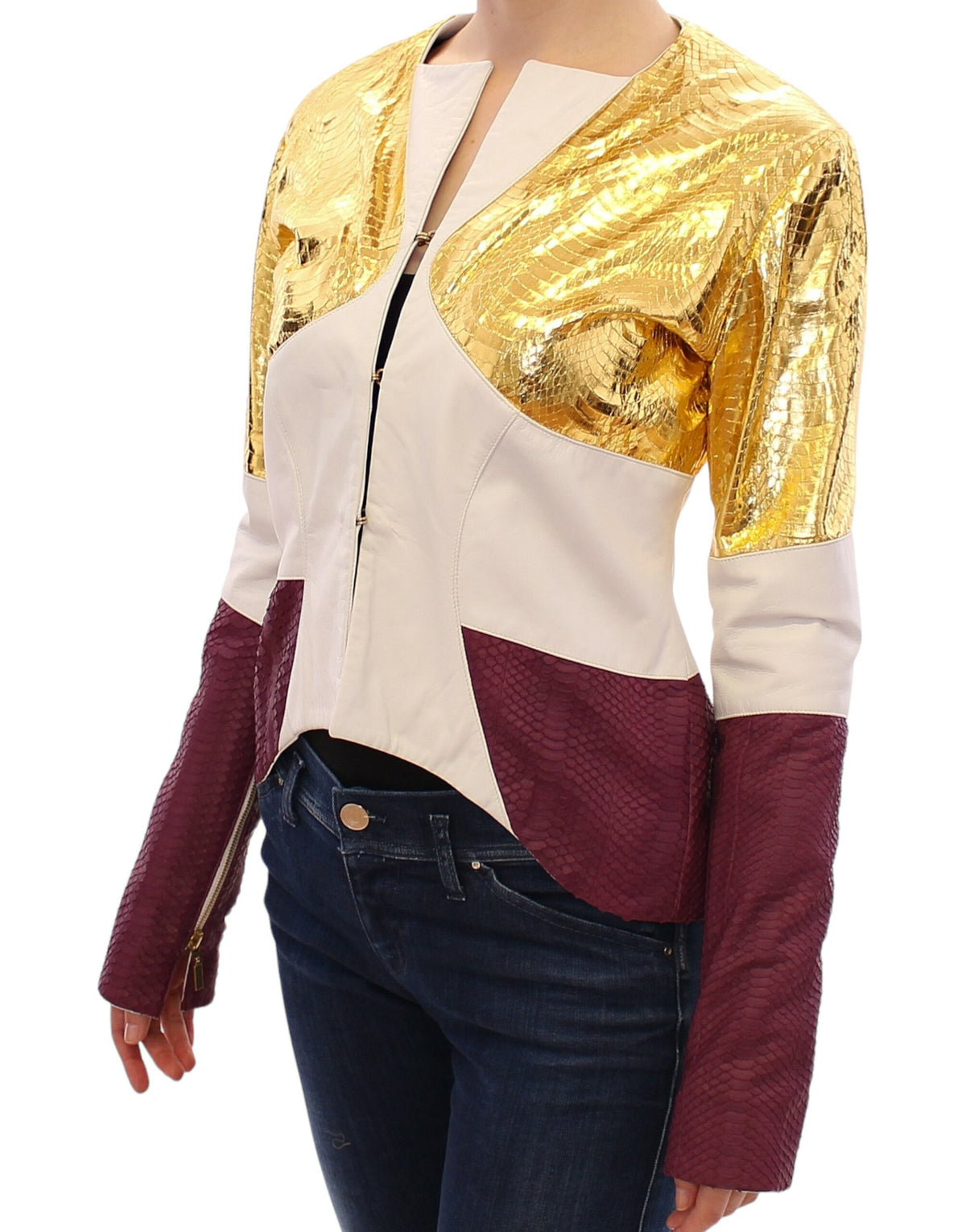 Veste en cuir Vladimiro Gioia blanche