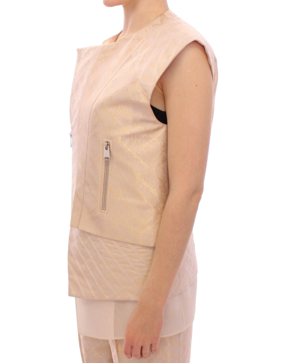 Veste Zeyneptosun beige (sans manches, en brocart)