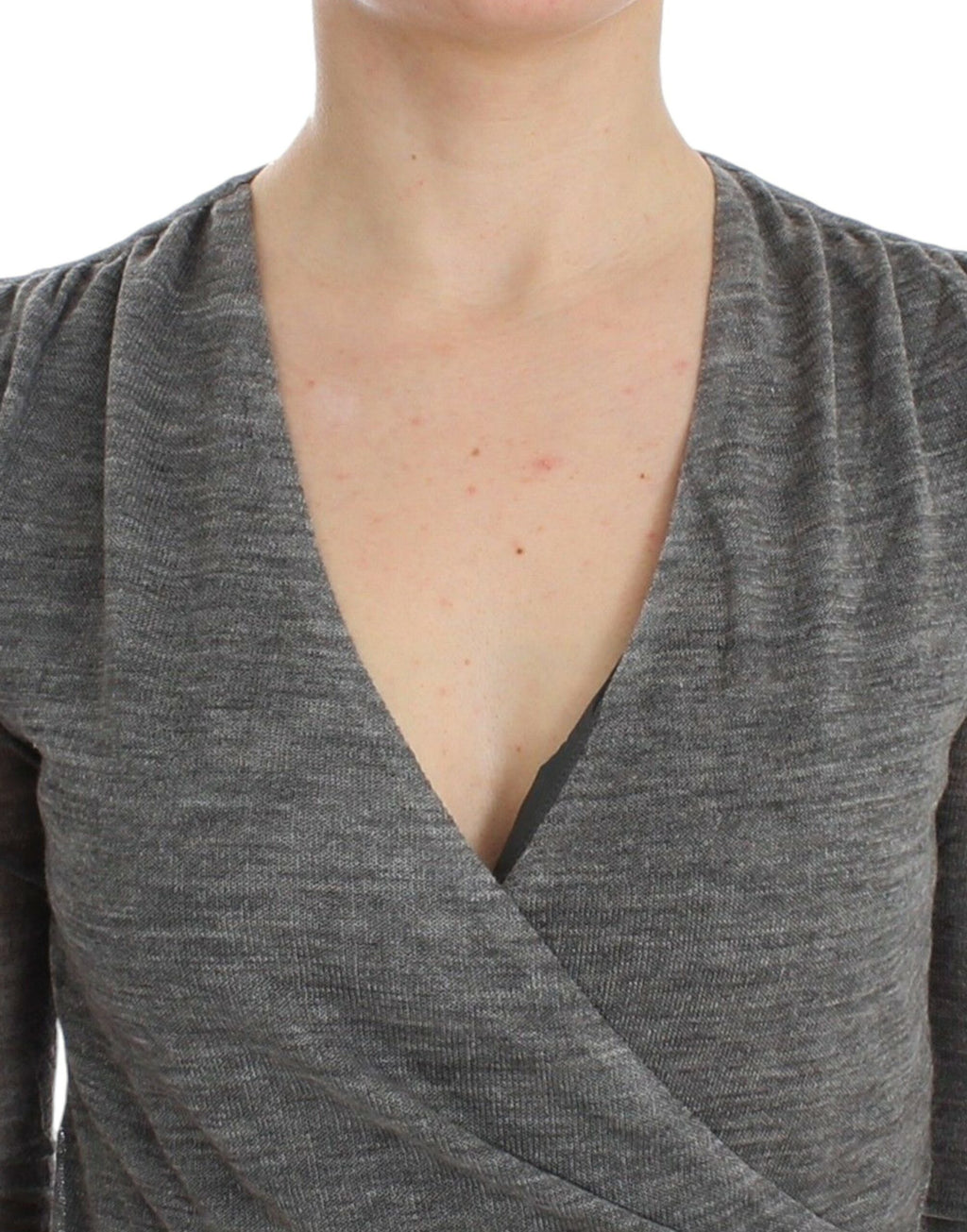 Pull en maille Ermanno Scervino gris en mélange de laine (manches longues, stretch)