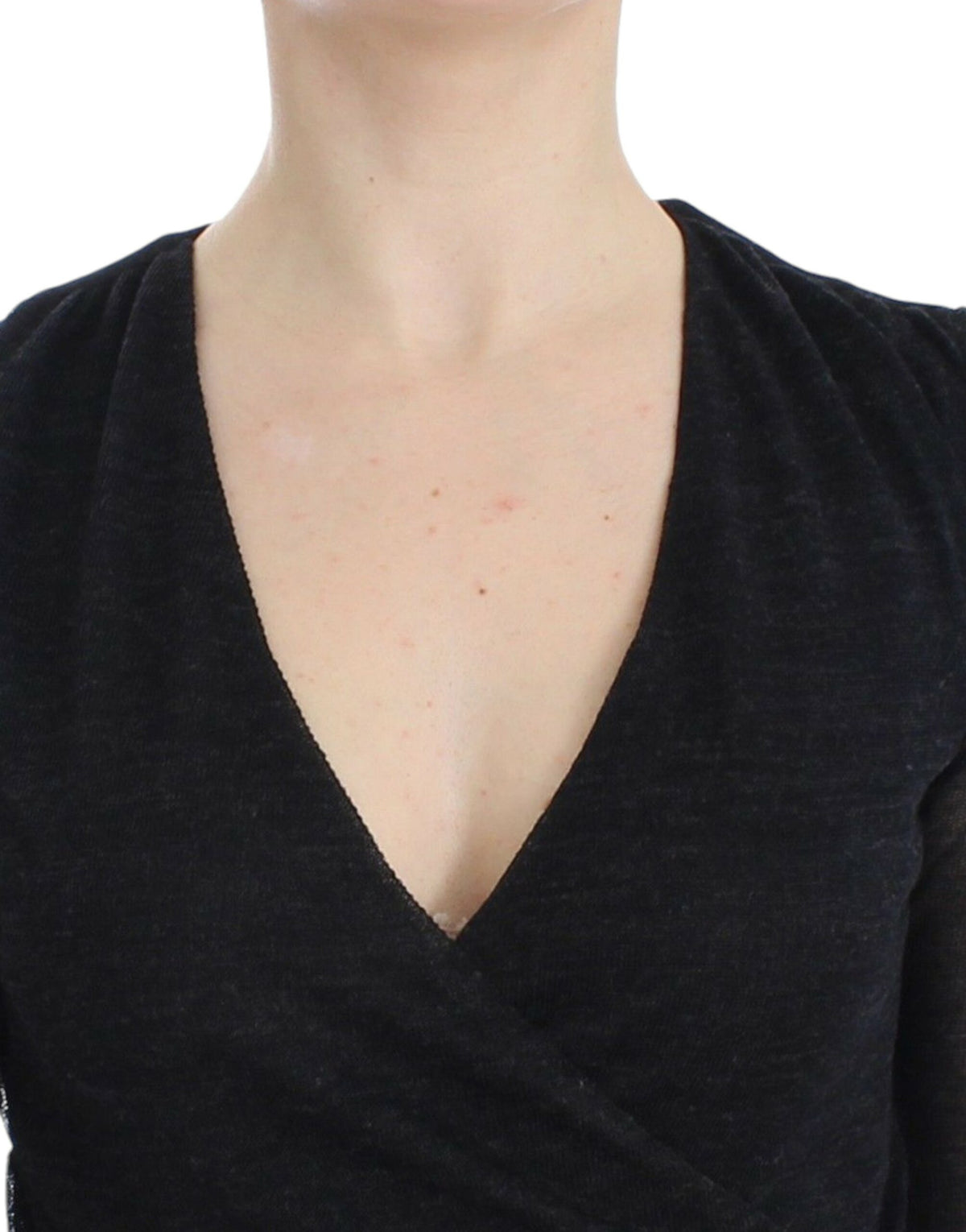 Pull en maille Ermanno Scervino noir en mélange de laine (manches longues, stretch)