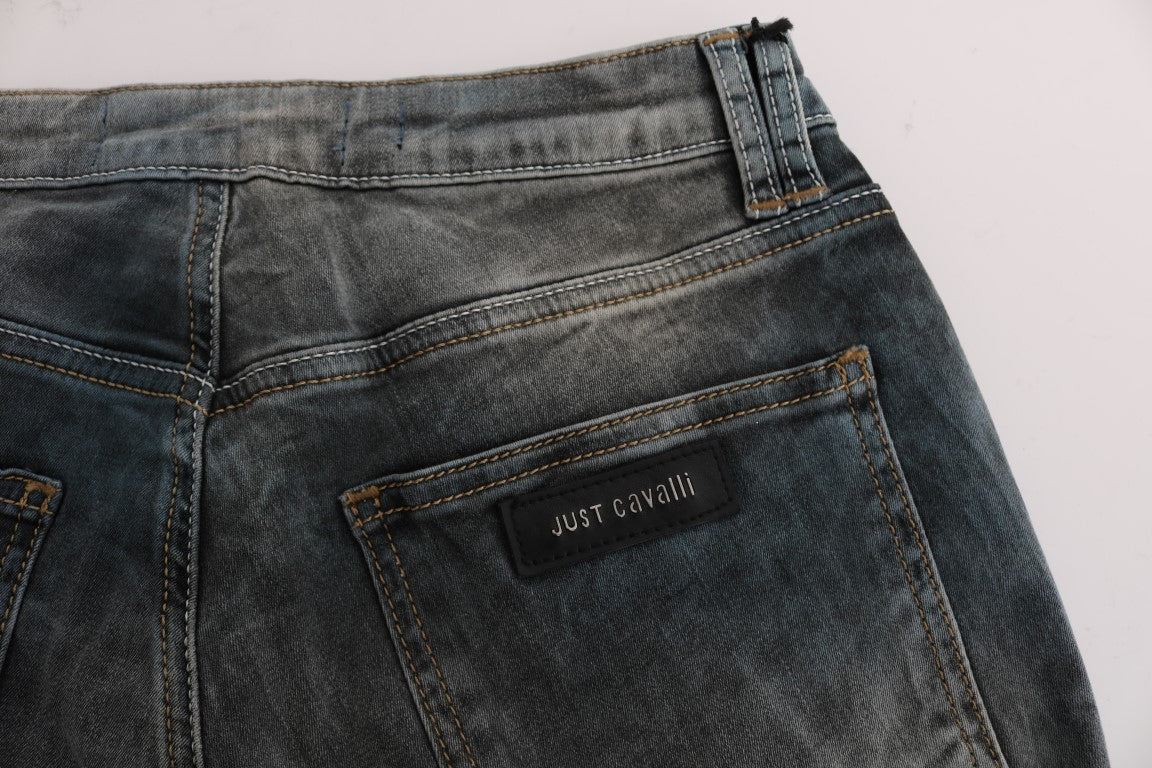 Jean coupe slim Cavalli bleu en mélange de coton