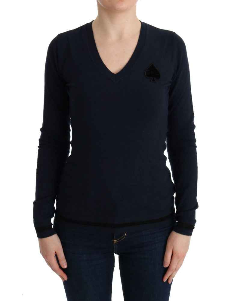 Costume National Blue V-neck Viscose Sweater