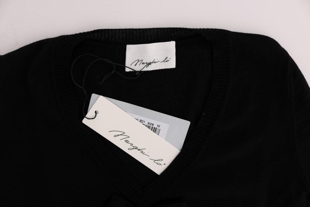 Robe droite MARGHI LO' noire en laine (manches longues)