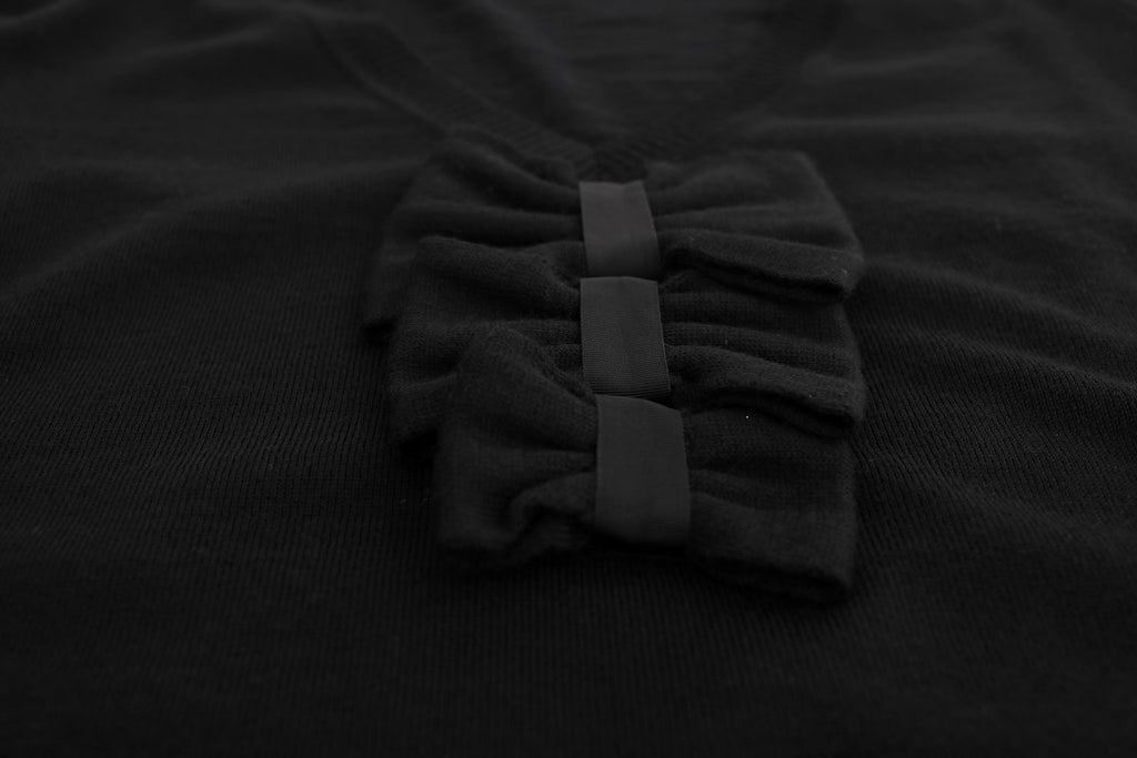 Robe droite MARGHI LO' noire en laine (manches longues)