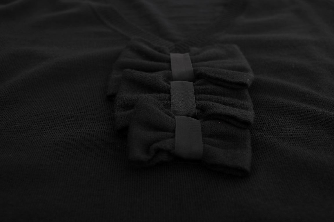 Robe droite MARGHI LO' noire en laine (manches longues)