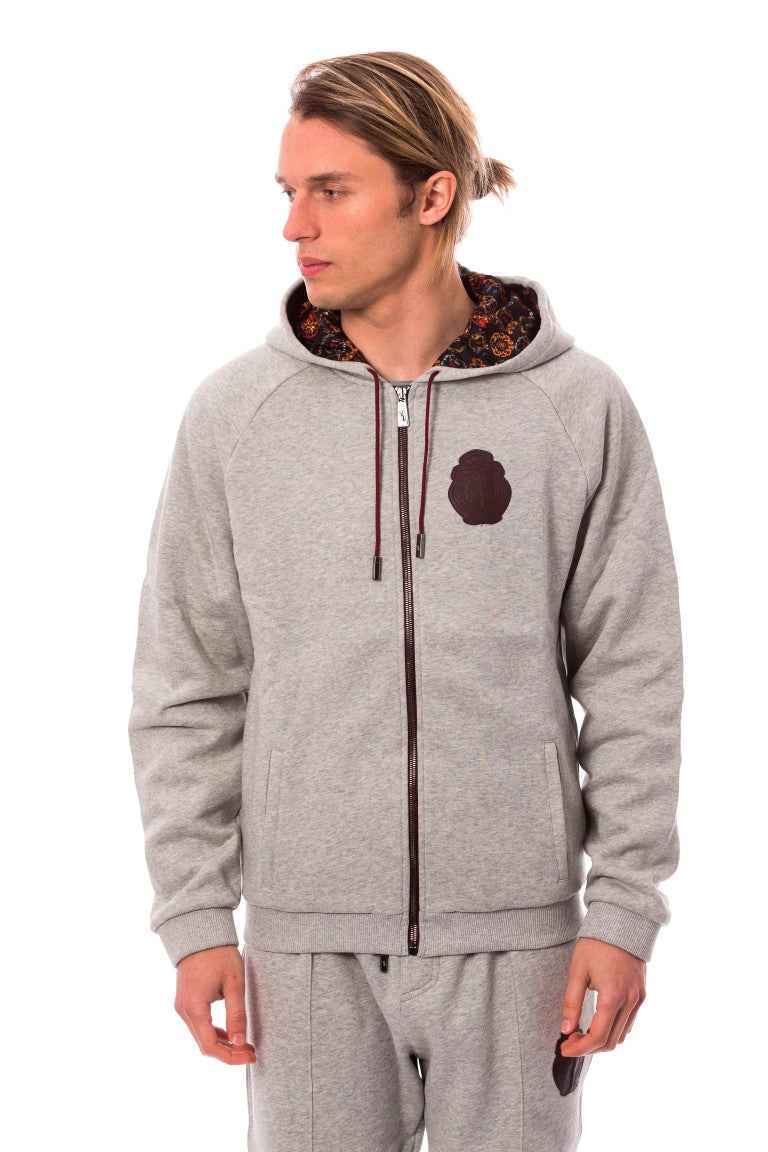 Billionaire Italian Couture Gray Cotton Hooded Sweatsuit